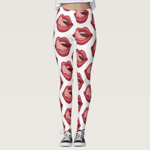 Red Lips Open Mouth Thunder_Cove  Leggings