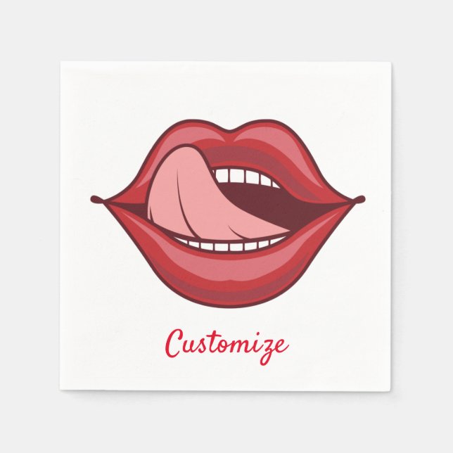 Red Lips Open Mouth Thunder_Cove Napkin (Front)