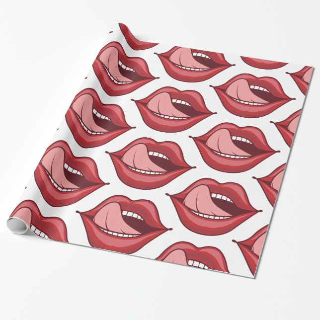 Red Lips Open Mouth Thunder_Cove  Wrapping Paper (Unrolled)
