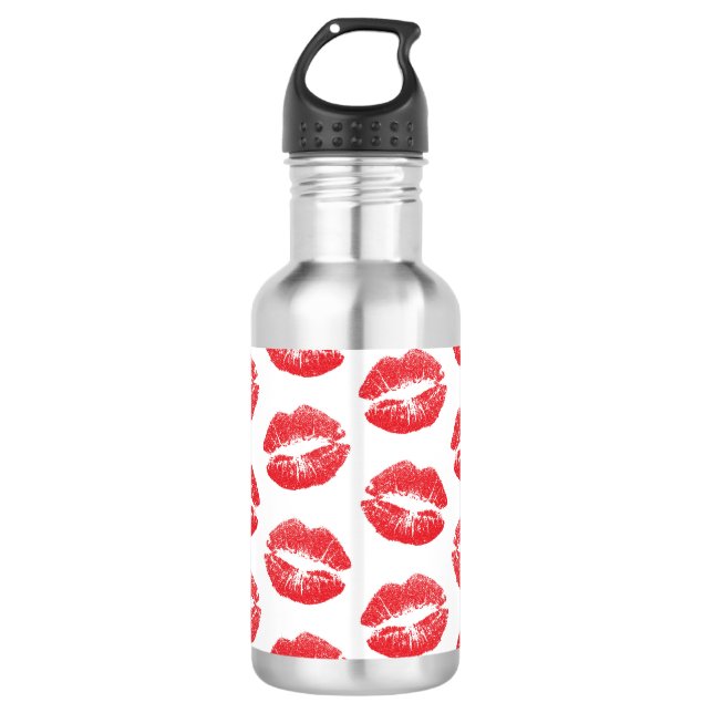Red Lips, Pattern Of Lips, Red Lipstick, Kiss 532 Ml Water Bottle (Front)