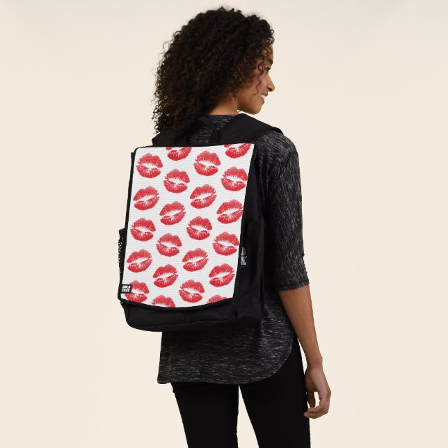 Red Lips, Pattern Of Lips, Red Lipstick, Kiss Backpack (Worn)