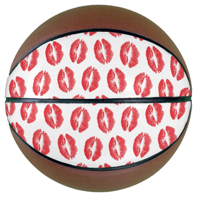 Red Lips, Pattern Of Lips, Red Lipstick, Kiss Basketball (Front)