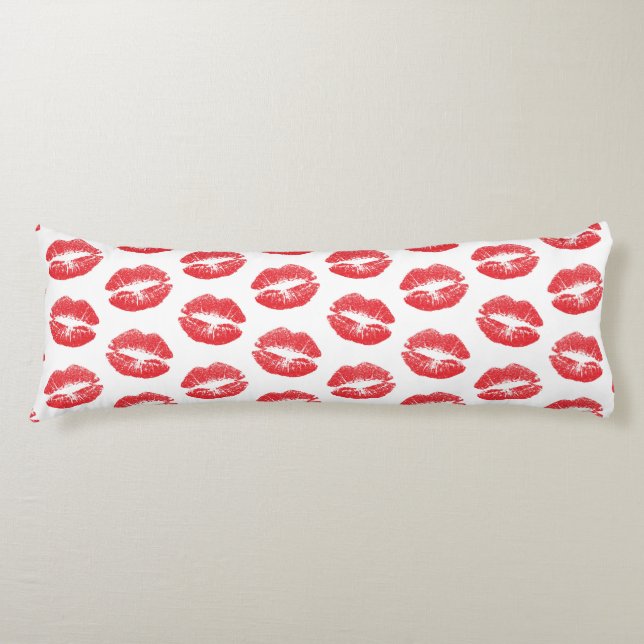 Red Lips, Pattern Of Lips, Red Lipstick, Kiss Body Cushion (Front)