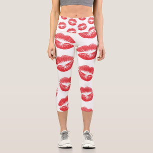 Red Lips, Pattern Of Lips, Red Lipstick, Kiss Capri Leggings