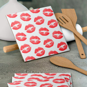 Red Lips, Pattern Of Lips, Red Lipstick, Kiss Ceramic Tile
