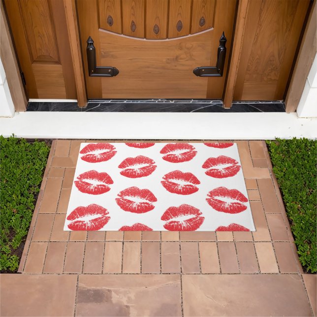 Red Lips, Pattern Of Lips, Red Lipstick, Kiss Doormat (Outdoor)