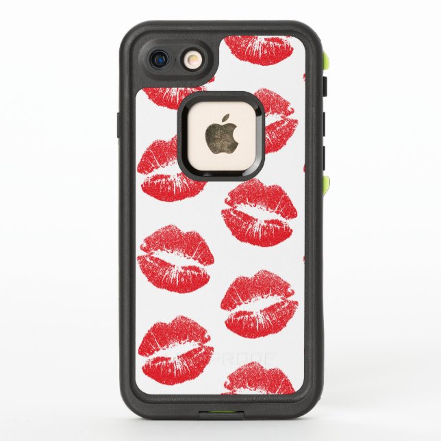 Red Lips, Pattern Of Lips, Red Lipstick, Kiss LifeProof iPhone Case (Back)