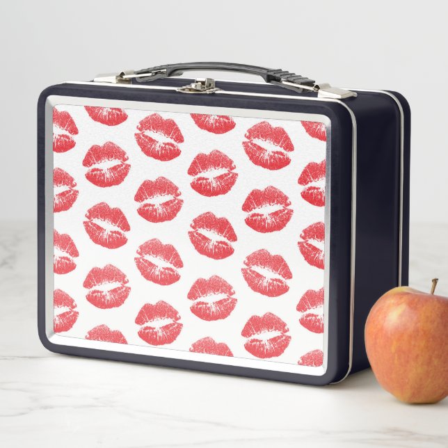 Red Lips, Pattern Of Lips, Red Lipstick, Kiss Metal Lunch Box (In Situ)