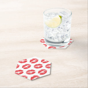 Red Lips, Pattern Of Lips, Red Lipstick, Kiss Paper Coaster