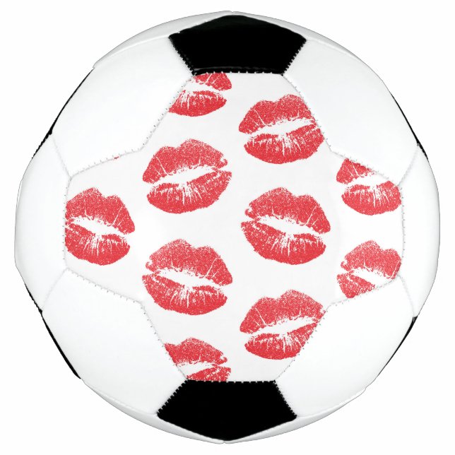 Red Lips, Pattern Of Lips, Red Lipstick, Kiss Soccer Ball (Front)