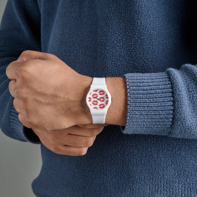 Red Lips, Pattern Of Lips, Red Lipstick, Kiss Watch (Hand)