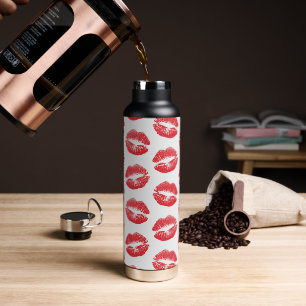 Red Lips, Pattern Of Lips, Red Lipstick, Kiss Water Bottle