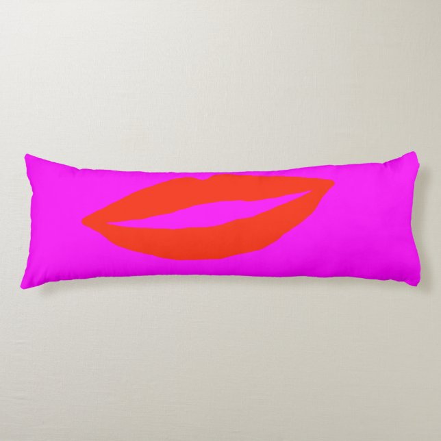 Red Lips Pink Body Cushion (Front)