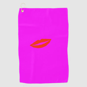 Red Lips Pink Golf Towel