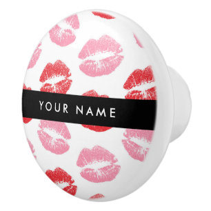 Red Lips, Pink Lips, Kiss, Your Name, Personalise Ceramic Knob