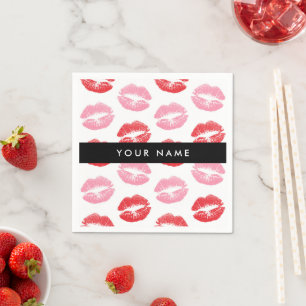 Red Lips, Pink Lips, Kiss, Your Name, Personalise Napkin