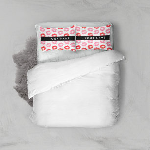 Red Lips, Pink Lips, Kiss, Your Name, Personalise Pillowcase