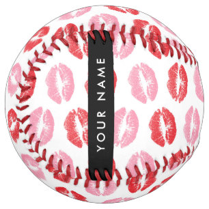 Red Lips, Pink Lips, Kiss, Your Name, Personalise Softball