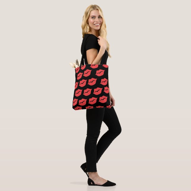 Red Lips Pop Culture  Tote Bag (On Model)