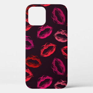 Red lips print seamless pattern iPhone 12 case
