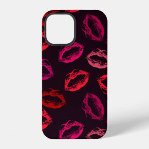 Red lips print seamless pattern iPhone 12 case