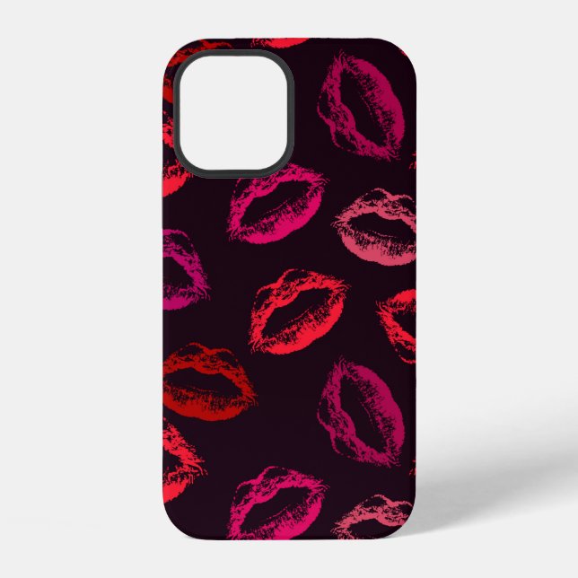 Red lips print seamless pattern iPhone case (Back)