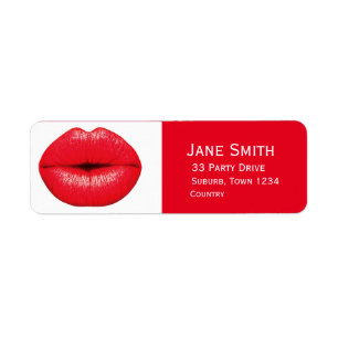 Red Lips punk lipstick pop art Return Address Label
