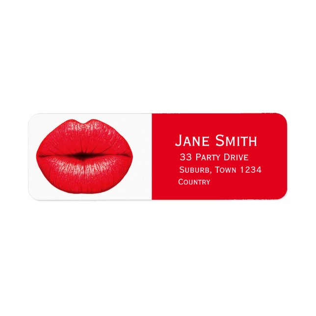 Red Lips punk lipstick pop art Return Address Label (Front)