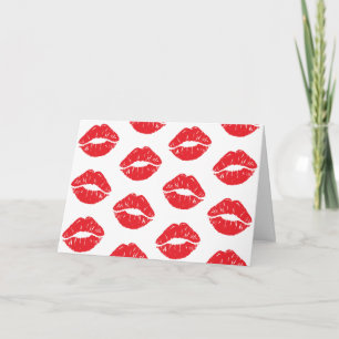 Red Lips, Red Lipstick, Kiss, Pattern Of Lips Card