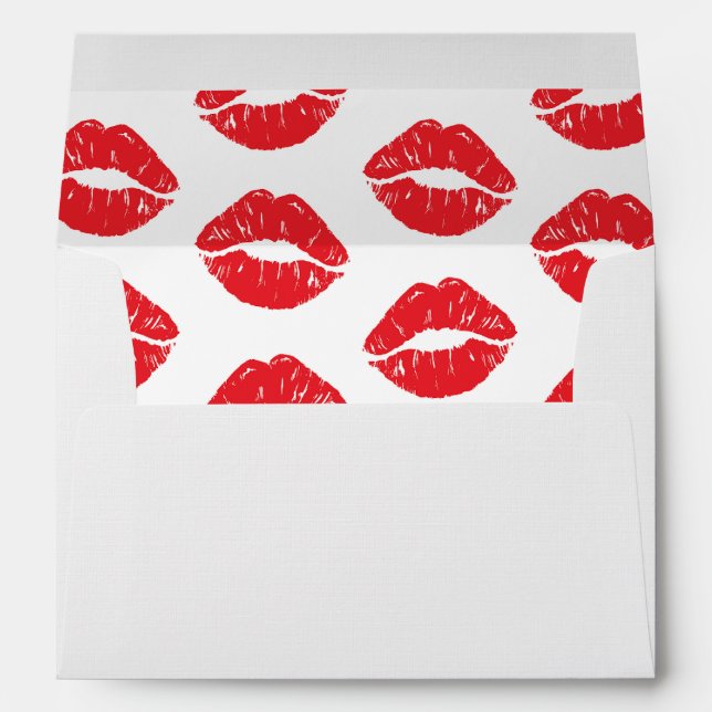 Red Lips, Red Lipstick, Kiss, Pattern Of Lips Envelope (Back (Bottom))
