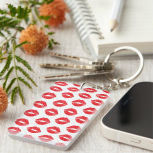 Red Lips, Red Lipstick, Kiss, Pattern Of Lips Key Ring