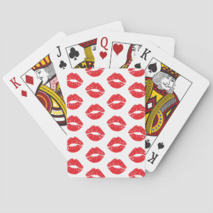 Red Lips, Red Lipstick, Kiss, Pattern Of Lips Playing Cards