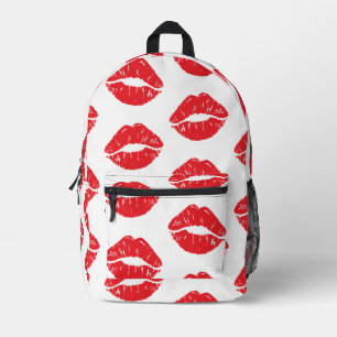 Red Lips, Red Lipstick, Kiss, Pattern Of Lips Printed Backpack