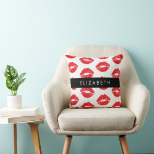 Red Lips, Red Lipstick, Pattern Of Lips, Your Name Cushion