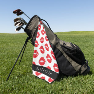 Red Lips, Red Lipstick, Pattern Of Lips, Your Name Golf Towel
