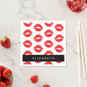 Red Lips, Red Lipstick, Pattern Of Lips, Your Name Napkin