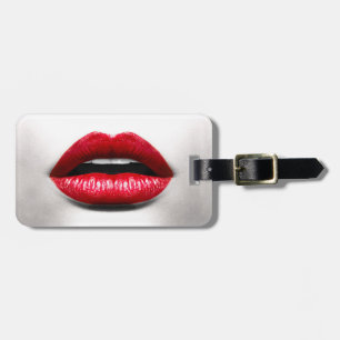 Red Lips Retro Monochrome Beauty Stylish Luggage Tag