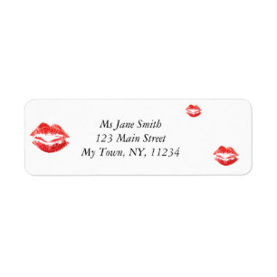 Red Lips Return Address Label