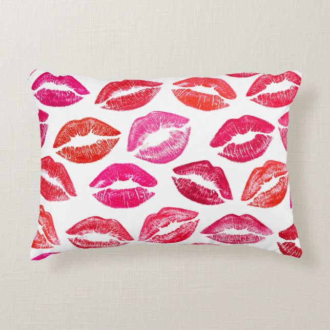 Red lips set, white background. decorative cushion (Front)