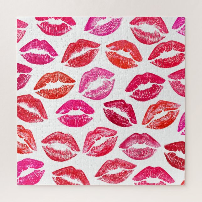 Red lips set, white background. jigsaw puzzle (Vertical)