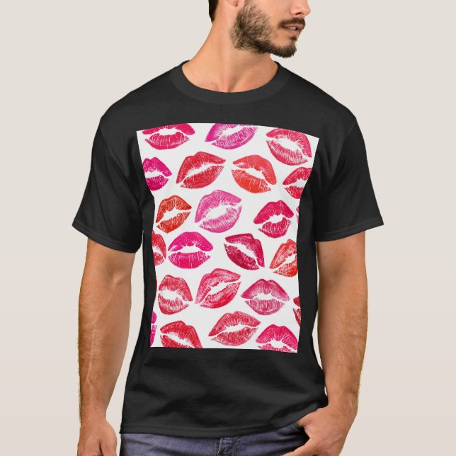 Red lips set, white background. T-Shirt (Front)