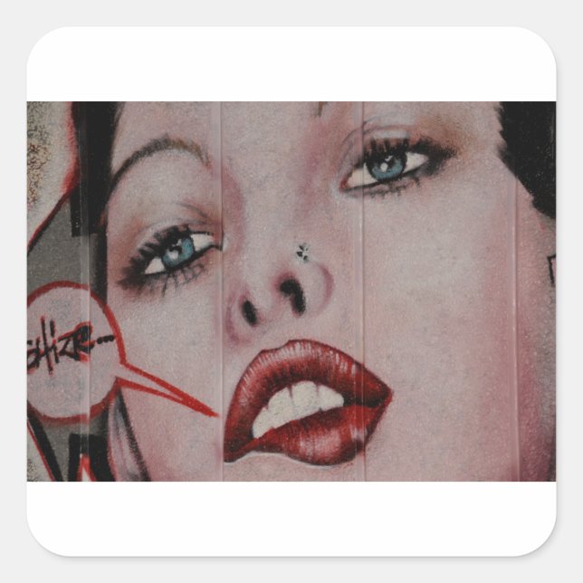 Red lips square sticker (Front)