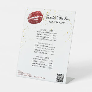 *~* RED LIPS tabletop Table Tent Pedestal Sign