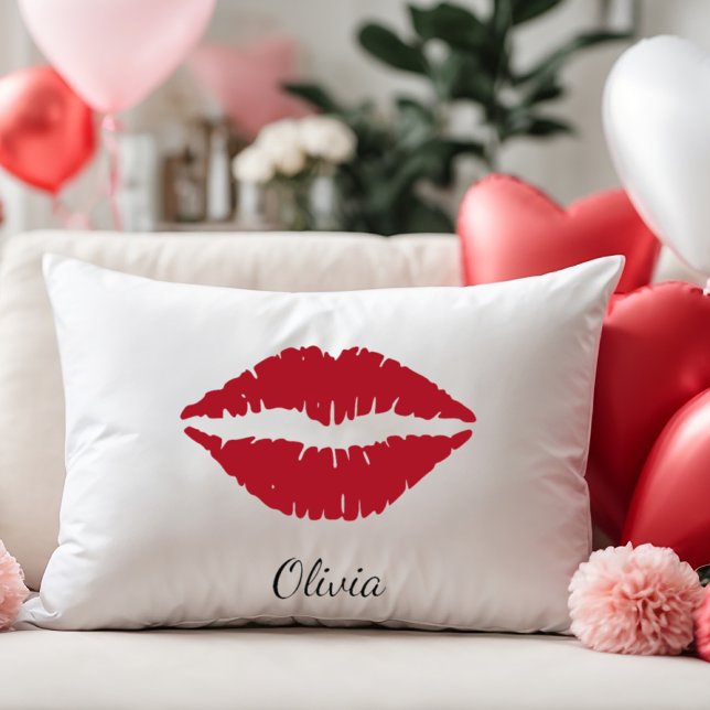 Red Lips, Valentine's Day Couple Gift,  Lumbar Cushion (Creator Uploaded)