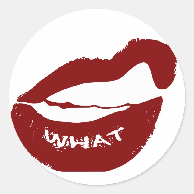 Red Lips What Grr grit teeth Classic Round Sticker (Front)
