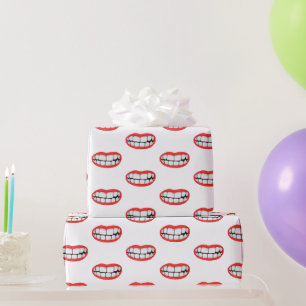 Red Lips With White Teeth Smile Wrapping Paper