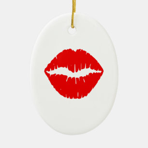 Red Lipstick Ceramic Ornament