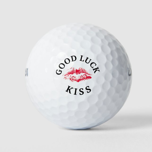 Red Lipstick Good Luck Kiss Valentine Golf Balls (Front)