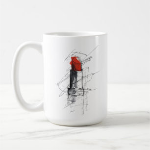 Red Lipstick Illustration – Minimalist Makeup Coffee Mug