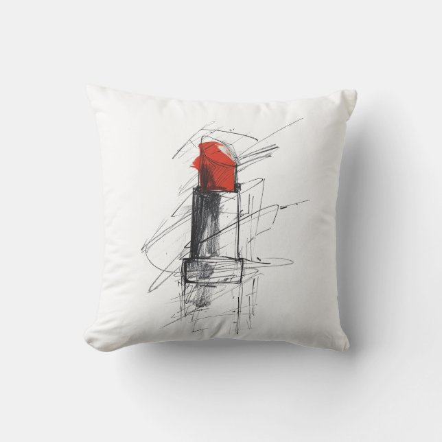 Red Lipstick Illustration – Minimalist Makeup Cushion (Front)